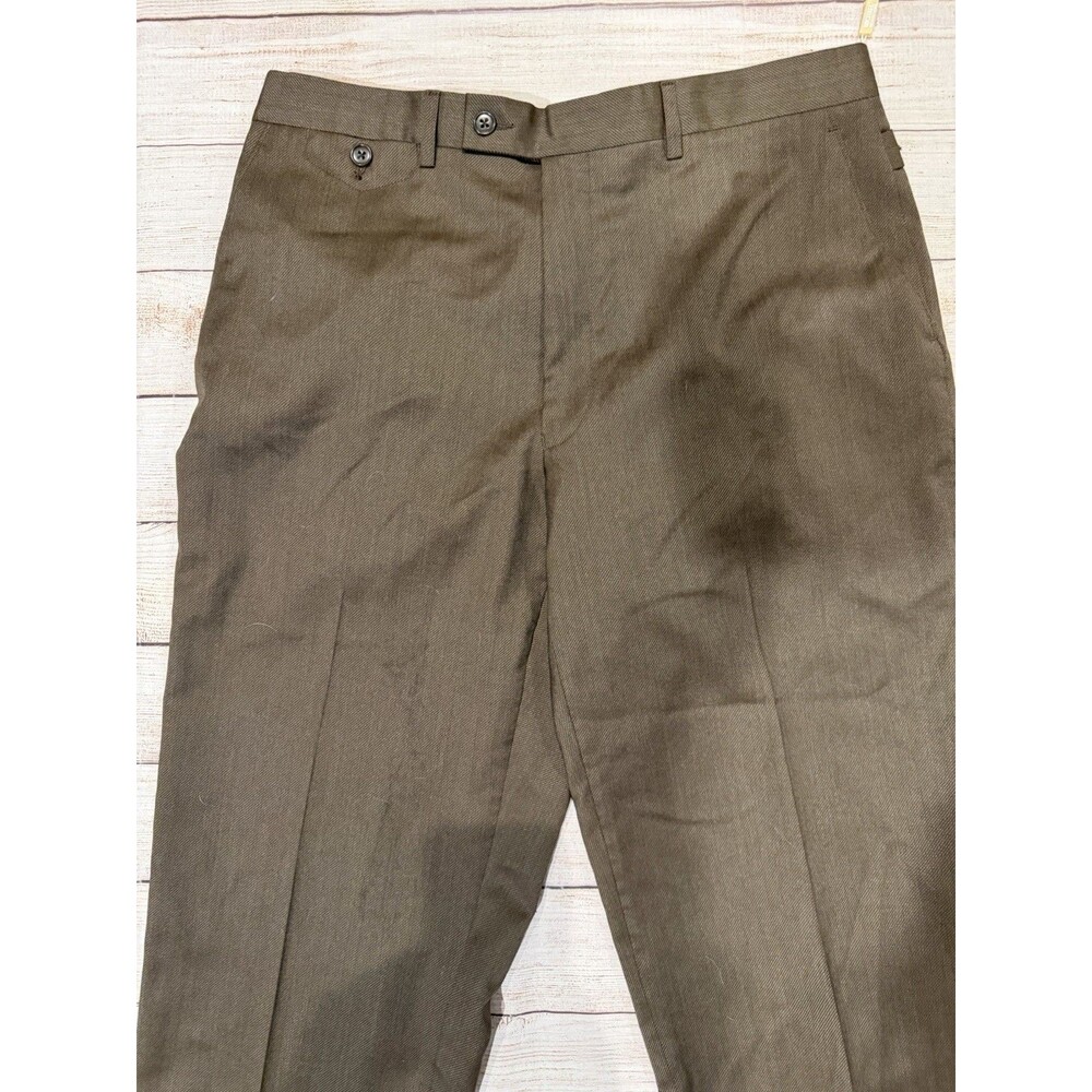 NWT Michael Kors 34x31 Brown Flat Front Straight Stretch Men's Dress Pants - Picture 2 of 7
